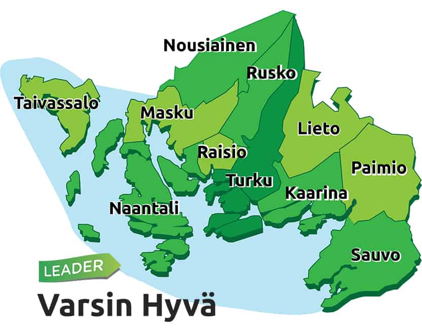 Leader Varsin Hyvän alue kartalla.