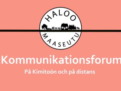 Viestintäfoorumi-teksti ruotsiksi oranssilla pohjalla.