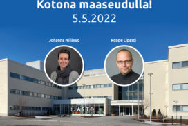 Taustalla Liedon kunnantalo ja päällä Johanna Niilivuon ja Roope Lipastin kuvat.